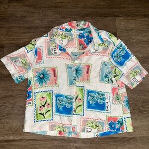 Jane and Delancey Floral Patchwork Stamps Womens Shirt